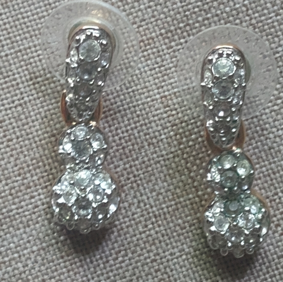 Swarovski Swan Emma Y Drop Gold Plated Crystal Necklace, Dangle  Earrings Vtg - Picture 3 of 12